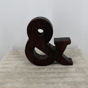 Handcrafted Brown Wooden Ampersand Accent Sculpture
